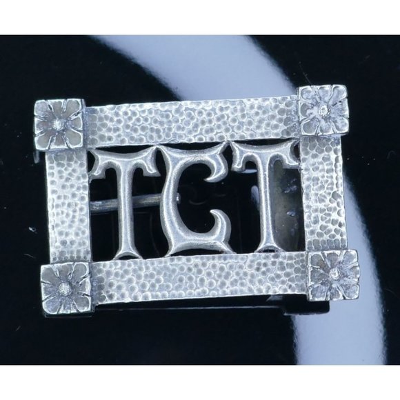 Antique Ornate Silver on Copper Belt Buckle With Initials. Pebbled Finish & Flow main image 7